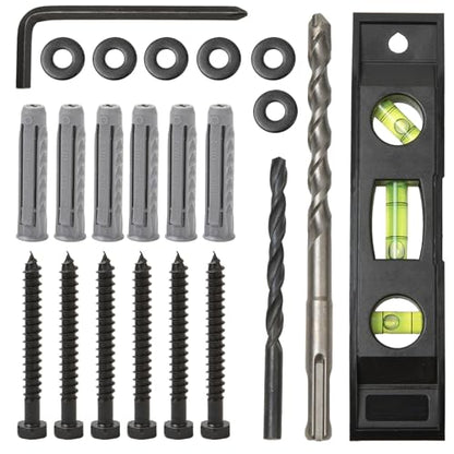 22PCS TV Wall Mount Hardware Kit, M8 Lag Bolt Kit with Anchors, Washers, Bubble Level, Allen Key & 2 Drill Bits, Heavy-Duty TV Mounting Screws for Wood Stud, Brick & Concrete - size: 22P