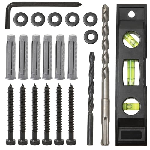 22PCS TV Wall Mount Hardware Kit, M8 Lag Bolt Kit with Anchors, Washers, Bubble Level, Allen Key & 2 Drill Bits, Heavy-Duty TV Mounting Screws for Wood Stud, Brick & Concrete - size: 22P