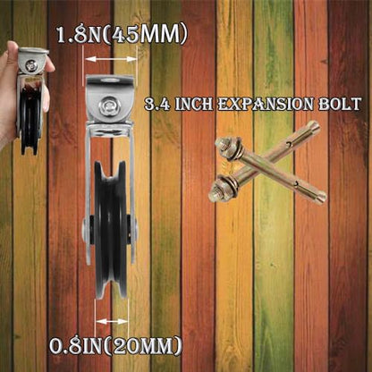 2Pcs 3.5 Inch Wall Mount Pulley Wheel Silent Pulley Heavy Duty Gym Cable Wheel,Swivel Pulley System for DIY Fitness, LAT Gym Equipment,Clothesline,Load Capacity 880 LBS