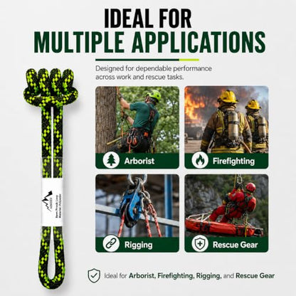 8mm (5/16") Sewn Prusik Loop 18 Inches / 24 Inches - Ideal for Arborist, Firefighting, Rigging, and Rescue Gear Dark Green | 24 inch | Pack of 3 - color: Dark Green | 24 Inch | Pack of 3