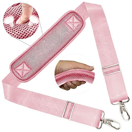 ZINZ Shoulder Strap 58" Ultra-Thick Fixed Padded and Adjustable Buckles Crossbody Strap for Briefcase Laptop Bag Luggage - color: Pink