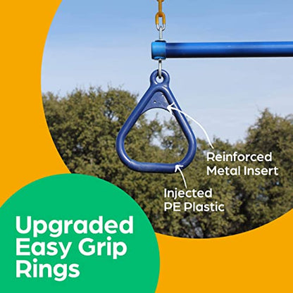 Jungle Gym Kingdom Swing Sets for Backyard, Monkey Bars & Swingset Accessories - Set Includes 18" Trapeze Swing Bar & 48" Heavy Duty Chain with Locking Carabiners - Outdoor Play Equipment (Blue) - color: Blue