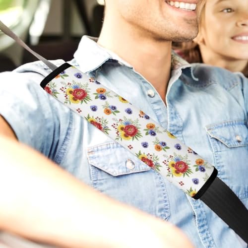 2PCS Floral Butterfly Wildflowers Seat Belt Shoulder Pad Soft Padded Harness Pads Strap for Adults and Children, All Vehicles, Anti-Slip Pad - color: Pattern 748