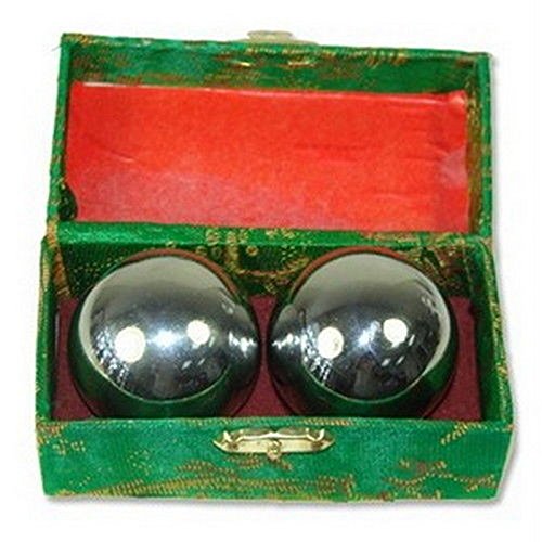 JapanBargain 3297, Chinese Baoding Balls Hand Therapy Exercise Stress Relief Balls, 1-5/8 inch, Chrome Color - color: Silver