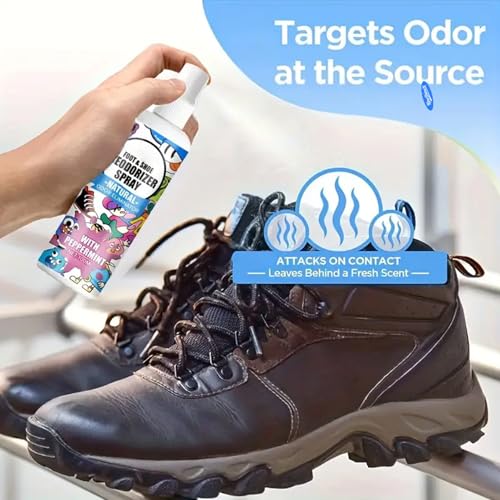 Shoe Deodorizer Spray 100ml Shoe Smell Eliminator Spray | Footwear Odor Removal Mist for Travel Hiking Home Tennis Leather Fabric Canvas Sneaker
