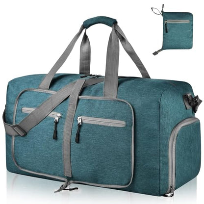 Dimayar 85L Foldable Duffle Bag, Travel & Weekender, Overnight, Gym | Lightweight, Carry-on, Packable, Waterproof & Tear Resistant, Travel Duffel Bag with Shoes Compartment for Men Women - color: Green, size: 85L