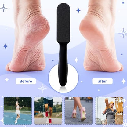 Mudder 2 Pack Stainless Steel Foot File with 20 Replaceable Double Sided Coarse & Fine Pads, Callus Remover for Dry Rough Skin and Cracked Heels, Reusable Pedicure Rasp(Black) - color: Black