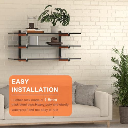 Lumber Rack Wall Mount, Lumber Storage Rack, Heavy Duty Wood Storage Racks with 9-Level System, 1080 lb Substantial Garage Wood Organizer, Orange Lumber Metal Racks for Indoor and Outdoor (6 PACK) - style: A– 6 Pack, 9-Tier