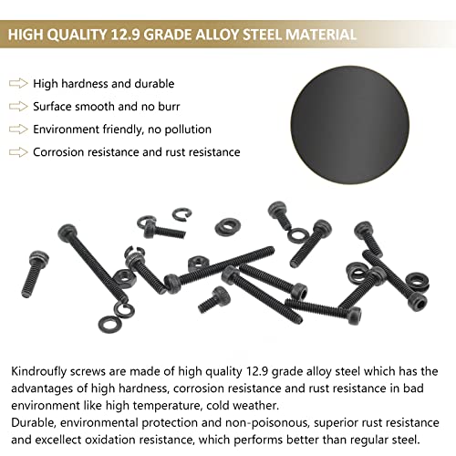 562 Pieces Black M2 x 4/6 /8/10 /12/16 /20mm Hex Socket Head Cap Screws Nuts Washers Assortment Kit, 12.9 Grade Alloy Steel - size: M2, style: Socket Head
