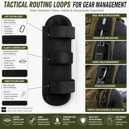 1 Pair Tactical Backpack Shoulder Pads, Thick Shoulder Cushion for Heavy Backpacks Plate Carrier & Rucksack, Fits Straps Up to 2.5", Breathable 3D Mesh, Hook & Loop Fastener, Rucking Hiking & Military
