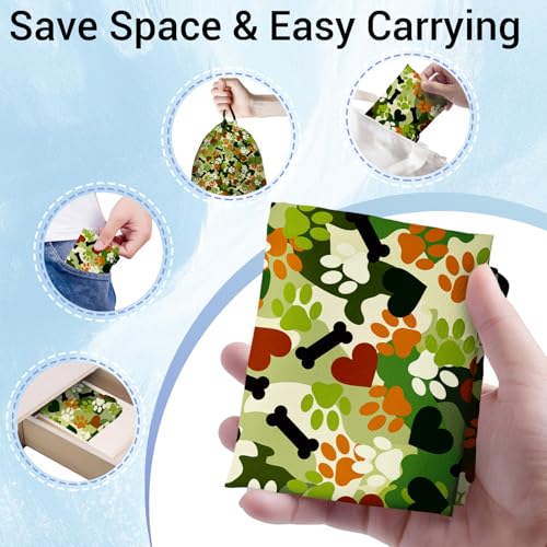 Grip Bags for Gymnasts Camo Paw Portable Small Storage Pouch Bag with Drawstring - color: Dog Paws Green