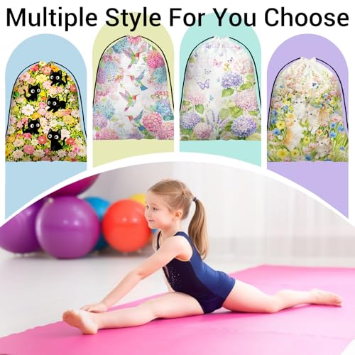 Hummingbird Gymnastics Grip Bag Hydrangea Waterproof String Bag for Gym - color: Hummingbird Floral Pink