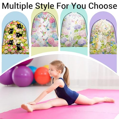 Hummingbird Gymnastics Grip Bag Hydrangea Waterproof String Bag for Gym - color: Hummingbird Floral Pink