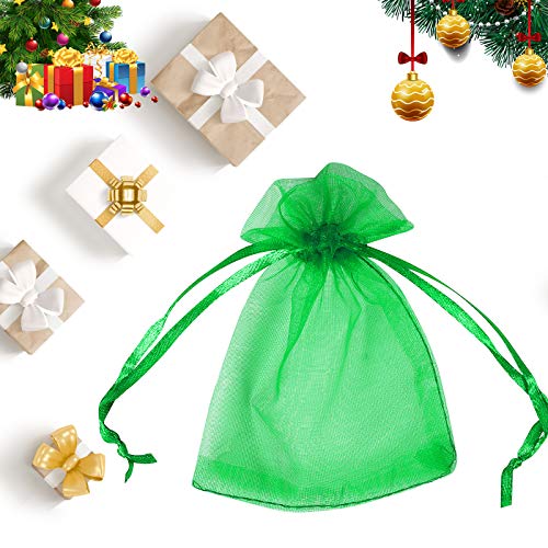 Boshen 100/200PCS Organza Gift Candy Sheer Bags Mesh Jewelry Pouches Drawstring Bulk for Wedding Party Favors Festival Christmas Valentine's Day 3"x4" 4"x6" 5"x7" (3" X 4"(100PCS), Green) - color: Green-3" X 4"(100PCS)