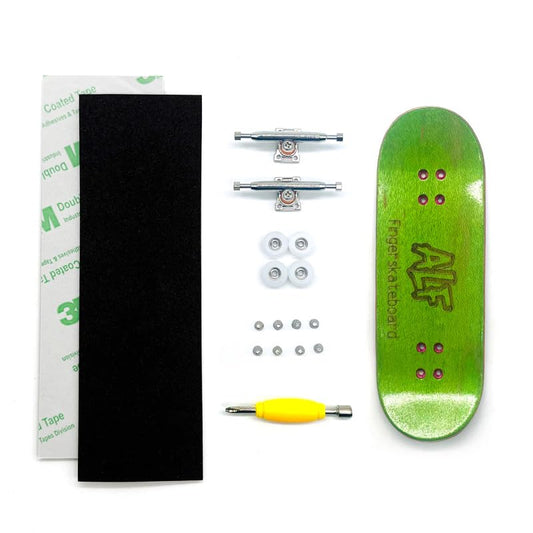 32mm Professional Fingerboard Complete Set, 7 Color Options, 5-Layer Maple Wood Deck with Metal Trucks, Bearing Wheels and Grip Tape (Green) - color: Green