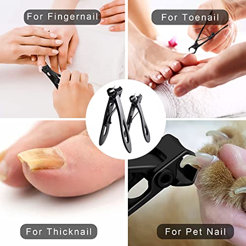 Nail Clippers for Thick Nails,Fingernail Toenail Clippers,Nail Clipper Set for Adult Men Women (Black) - size: Black with carry sack