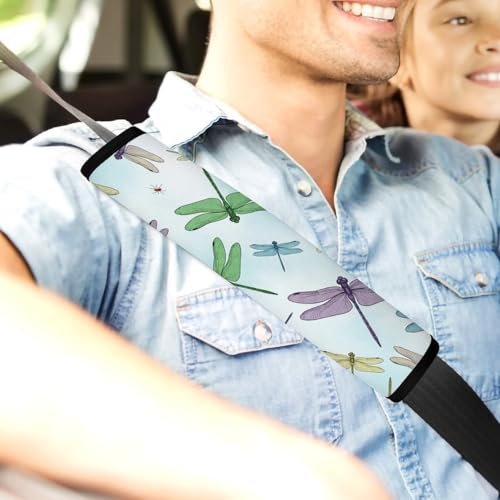 2 Pack Dragonfly Floral Flower Car Seat Straps Shoulder Pads Universal Fit Neck Strap Covers for Adults and Children, All Vehicles, Pressure Relief - color: Pattern 267