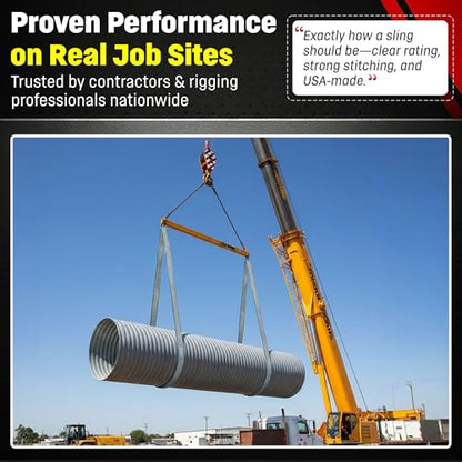 Chenango Supply Eye & Eye 2 Ply Rigging DD Slings | USA-Made, Heavy Duty, Marine Flo Guard Polyester, for Lifting & Material Handling (Multiple Sizes and Capacities) - size: 1" x 20'