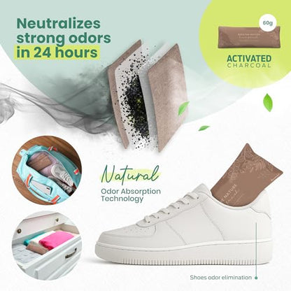Roonin Shoe Freshener - Gym Bag Deodorizer - Boot Deodorizer - Shoe Odor Elimination - Activated Charcoal Odor Absorber - Stinky Shoes Smell Eliminator (2-pack) - size: 1 Count (Pack of 2)
