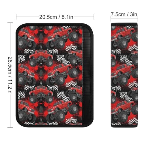 2 Piece Red Fire Monster Truck Car Seat Straps Shoulder Pads Universal Fit Automotive Seat Belt Protector for Kids, Car Seats Pushchair Strollers High Chair Pushchair - color: Pattern 1236