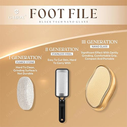 GABOX Nano Glass Pro Foot File, Feet Callus Remover, Dead Skin Exfoliator | Heel & Foot Scrubber, Pedicure SPA Tool for Women & Men, Removedor de Callos en Los Pies, Crystal Gold - style: Crystal Gold
