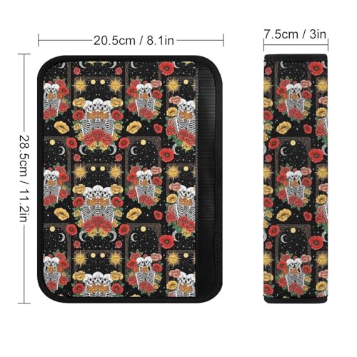 2 Pack Floral Valentines Day Roses Skull Lover Car Seat Straps Shoulder Pads Soft Padded Seat Belt Cushion for Kids, All Vehicles, Pressure Relief - color: Pattern 107