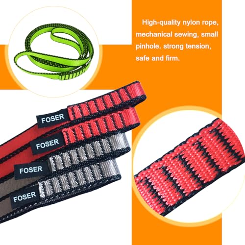 FOSER 18mm Nylon Climbing Sling Runner, 23KN Nylon Rope,Apply to Rock Climbing, Mountaineering, Hiking, Downhill, Emergency Equipment, etc - color: Green(1pcs)
