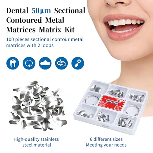 1.398 Dental Matrix Bands Soft Metal Sectional Contoured Matrices Kit | Stainless Steel, Sectional Contoured Metal, With Ledges, Assorted Sizes, Soft Metal - style: No1.398