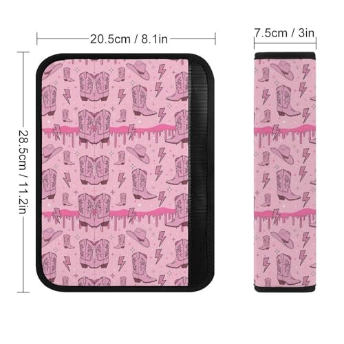 Universal Soft and Comfortable Seat Belt Shoulder Pad for Adult Use, Most Cars, 1 Pair Glitter Cowgirl Hat Boots Harness Pads Strap Anti-Slip Pad - color: Pattern 1249