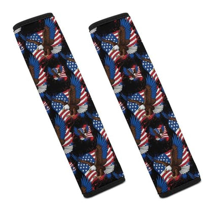 2 Pack Universal Soft and Comfortable Seat Belt Cover for Kids, Car Seats Pushchair Strollers High Chair Pushchair, Independence Day American Flag Eagle Seat Belt Cushion - color: Pattern 628