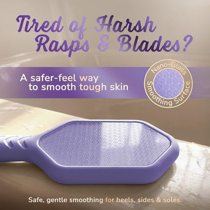 SILKLE Nano Glass Foot File - Foot Callus Remover for Feet & Foot Scrubber | Silicone Grip for Non-Slip Control - Foot Scrubber for Dead Skin, Heel Scraper for Cracked Heels & Foot Exfoliator - Purple - style: Purple
