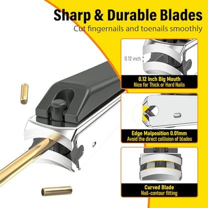 Nail Clipper Set,Premium Stainless Steel Fingernail and Toenail Clipper Cutters with Nail File and Catcher, Sharp Effortless Nail Clippers Tools for Men & Women - size: Black 2Pcs