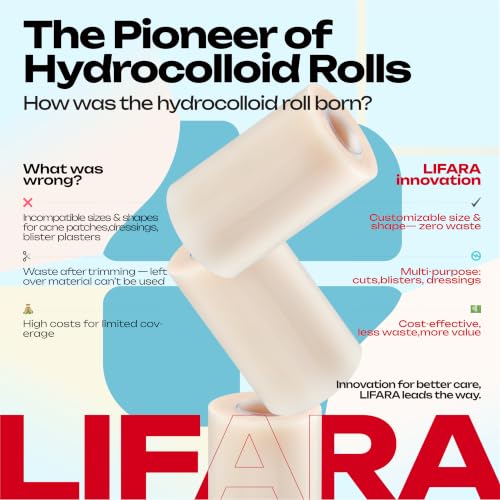 LIFARA Hydrocolloid Roll for Wound Care - Cut-to-Size, Hydrocolloid Patch Bandages with Self-Adhesive, Ultra Absorbent & Waterproof, First Aid Kit Essential (11.8mil/ 0.3mm Thickness, 4in*16ft) - size: 4in*16ft, 11.8mil/ 0.3mm Thickness
