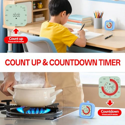 Digital Visual Timer 12hours Countdown countup Kitchen Timer Student Timer Gym Timer (Blue) - color: Blue