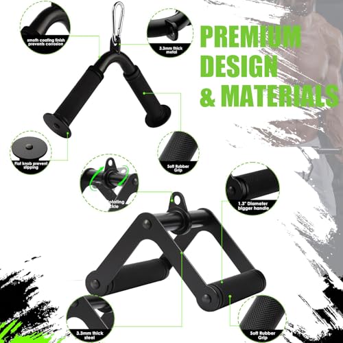 Cable Machine Attachment Set LAT Pulldown Attachments,Cable Machine Accessories for Home Gym Weight Workout Include LAT Pulldown Bar,Double D Bar, Tricep Rope,V Bar - color: Black-5 pcs