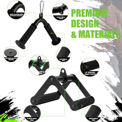 Cable Machine Attachment Set LAT Pulldown Attachments,Cable Machine Accessories for Home Gym Weight Workout Include LAT Pulldown Bar,Double D Bar, Tricep Rope,V Bar - color: Black-5 pcs