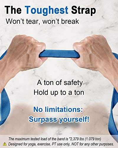 Tumaz Stretching Strap, 10-Loop Non-Elastic Yoga Strap | Designed for stretching, yoga, Pilates and rehab with 10 loops, durable webbing and a longer 79-inch design - color: Blue Classic, size: Value-Upgrade
