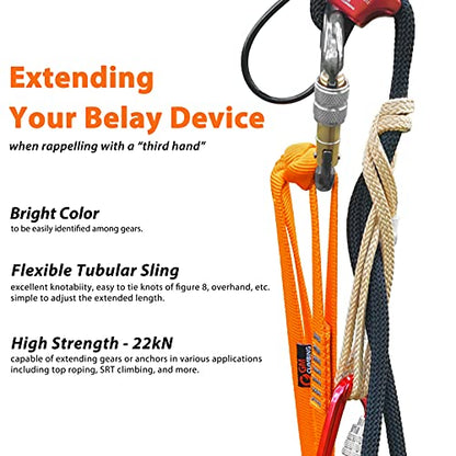 GM CLIMBING 16mm Nylon Sling Runner 22kN / 4950lbf CE UIAA Certified - color: Gray, size: 60cm / 24inch | Pack of 3