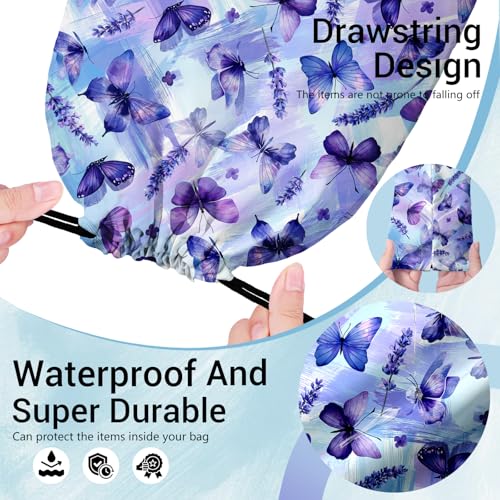 Purple Butterfly Flower Grip Bag Small Drawstring Gymnastics Athlete Bag for Sport Dance Storage - color: Butterfly Flower-purple