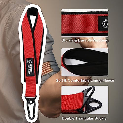 Arm Wrestling Training Strap Belt Hand Grip Arm Finger Forearm Exerciser Strengthener for Cable Machine and Free Weight - color: red with 25mm loading pin