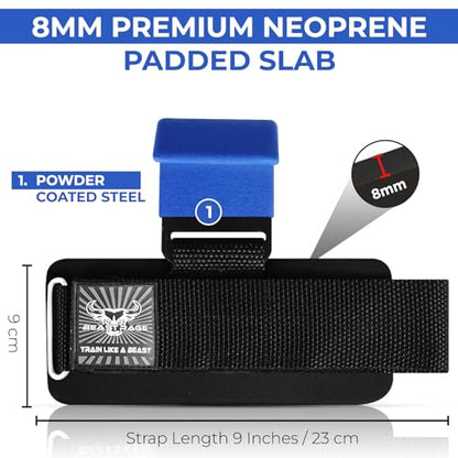 BEAST RAGE Workout Hooks for Men, Durable Coated Grip Gym Straps for Weightlifting Wrist Wraps Training Weight Lifting Strength Fitness Bodybuilding Anti Slip Women Hook Exercise - color: Blue