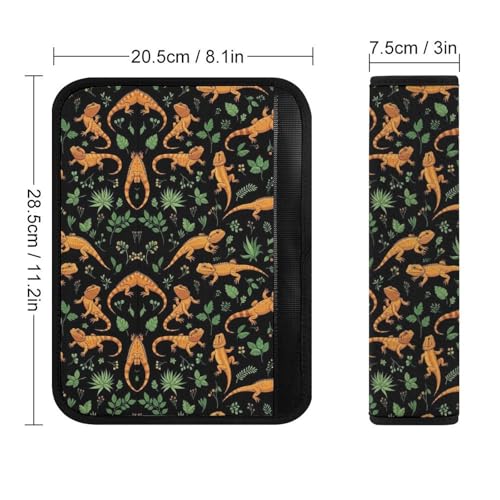 1 Pair Universal Soft and Comfortable Seat Belt Shoulder Pad for Adult Use, Stroller Pushchair High Chair, Bearded Dragon Black Green Leaves Neck Strap Covers, Anti-Slip Pad - color: Pattern 1042
