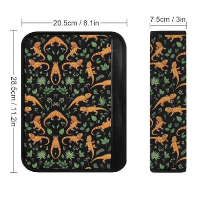 1 Pair Universal Soft and Comfortable Seat Belt Shoulder Pad for Adult Use, Stroller Pushchair High Chair, Bearded Dragon Black Green Leaves Neck Strap Covers, Anti-Slip Pad - color: Pattern 1042