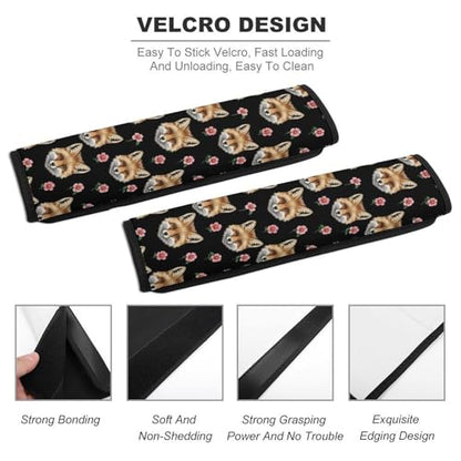 Universal Fit Car Seat Belt Pad for Elderly Support, All Vehicles, 2 Piece Animal Fox Art Automotive Seat Belt Protector Pressure Relief - color: Pattern 681