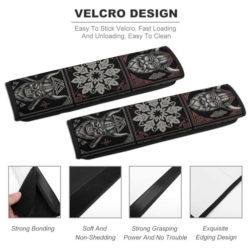 2 Pack Warrior Vikings Norse Mythology Car Seat Belt Pad Soft Padded Harness Pads Strap for Child, Car Seats Pushchair Strollers High Chair Pushchair, Anti-Slip Pad - color: Pattern 1137