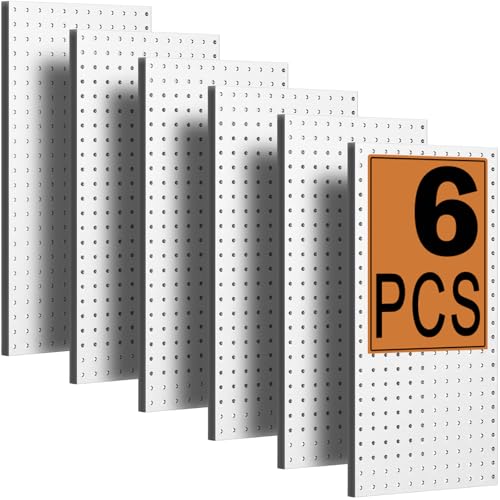 PBHEPJ 6 Pcs Metal Pegboard Panels, Heavy Duty Peg Boards for Garage and Garden Tool Storage, Includes Drywall Anchors and Screws Kits, White - color: White, size: 72" x 24"