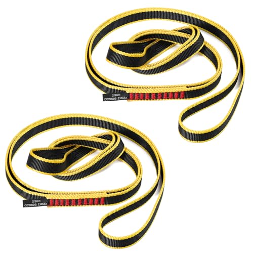 20MM Nylon Climbing Sling Runner 23KN CE2008/EN566 Rock Climbing Webbing Straps for Rock Climbing, Rappelling, Swing, Yoga Hammock etc - size: 120cm/ 48inch |Pack of 2