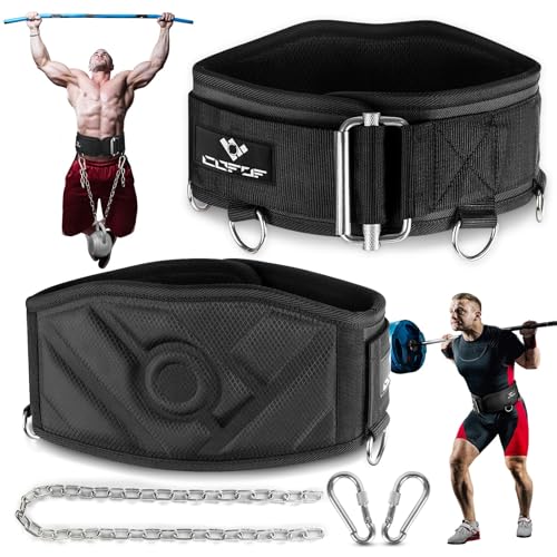 3-in-1 Weighted Pull Up Belt, Weight Lifting Dip Belt with 40.6 IN Chain & Self Locking, Weighted Gym Belt for Pull Up, Squat, Powerlifting & Deadlift, Capacity Up to 350 LBS - size: Large(37-42''/93-106CM)