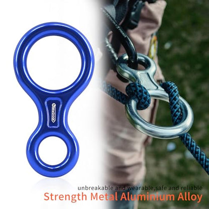 NewDoar Climbing Gear Downhill Equipment, Descender Rappel Rock Climbing Descending Belaying Equipment Rescue Figure 8 Descender Rigging Plate 35KN for Climbing Belaying and Rappeling Device - color: Blue