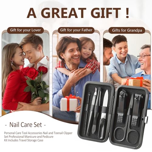 Manicure Pedicure Set - Professional Nail Grooming Kit with Travel Case - color: Black